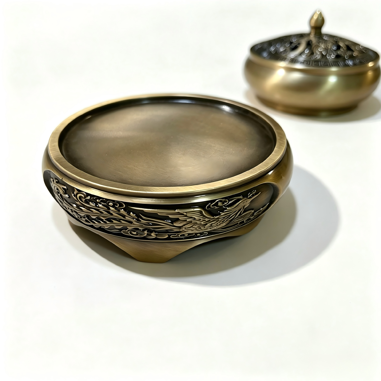 Alloy Incense Burner: Exquisite 2-Piece Dragon Phoenix Censer - Image 3