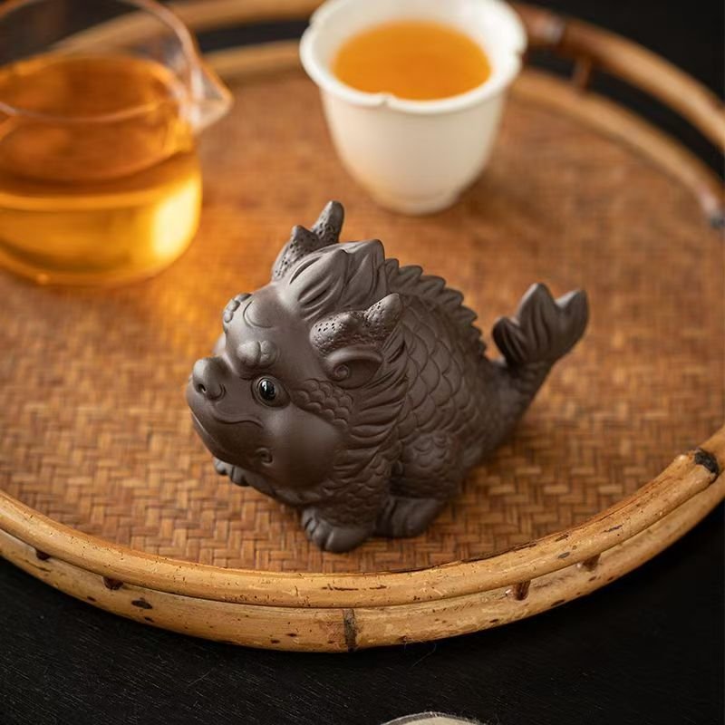 Handmade-Dehua-Zisha-Dragon-Fish-Tea-Pet-Nourishing-Ritual