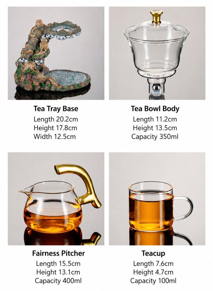 Beautiful 9-Piece Glass Automatic Tea Set | Great Wall Edition - Image 6