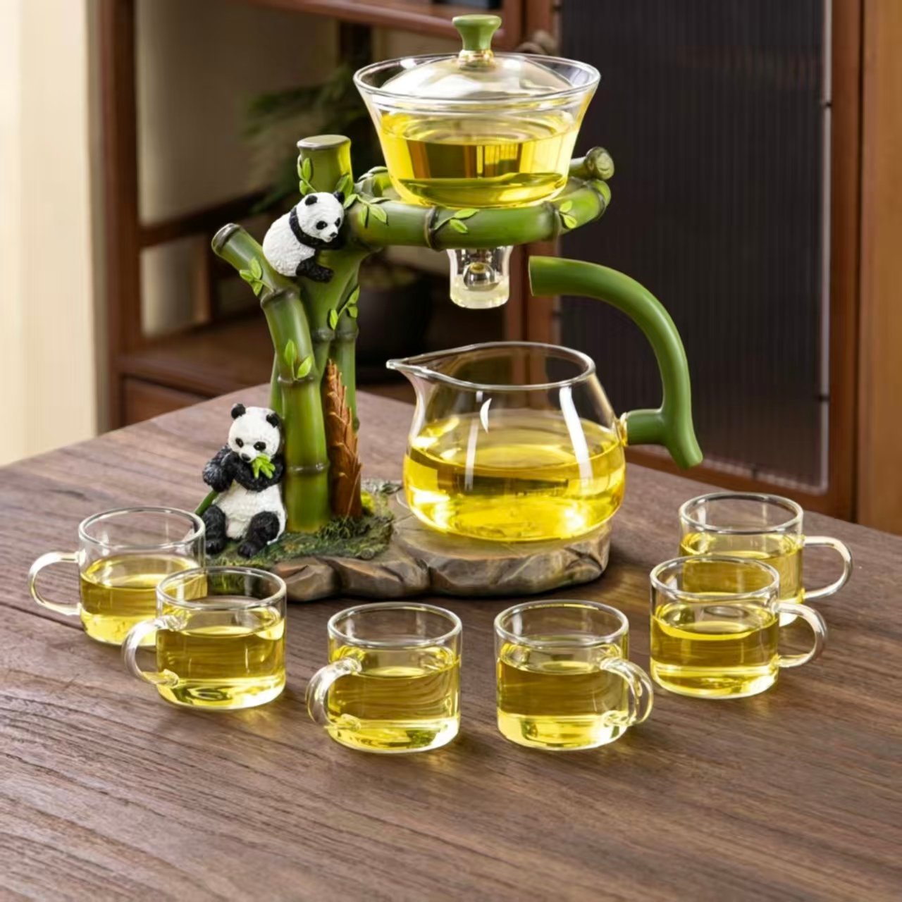 Panda Hua Bao Automatic Glass Tea Set - Magnetic Infuser