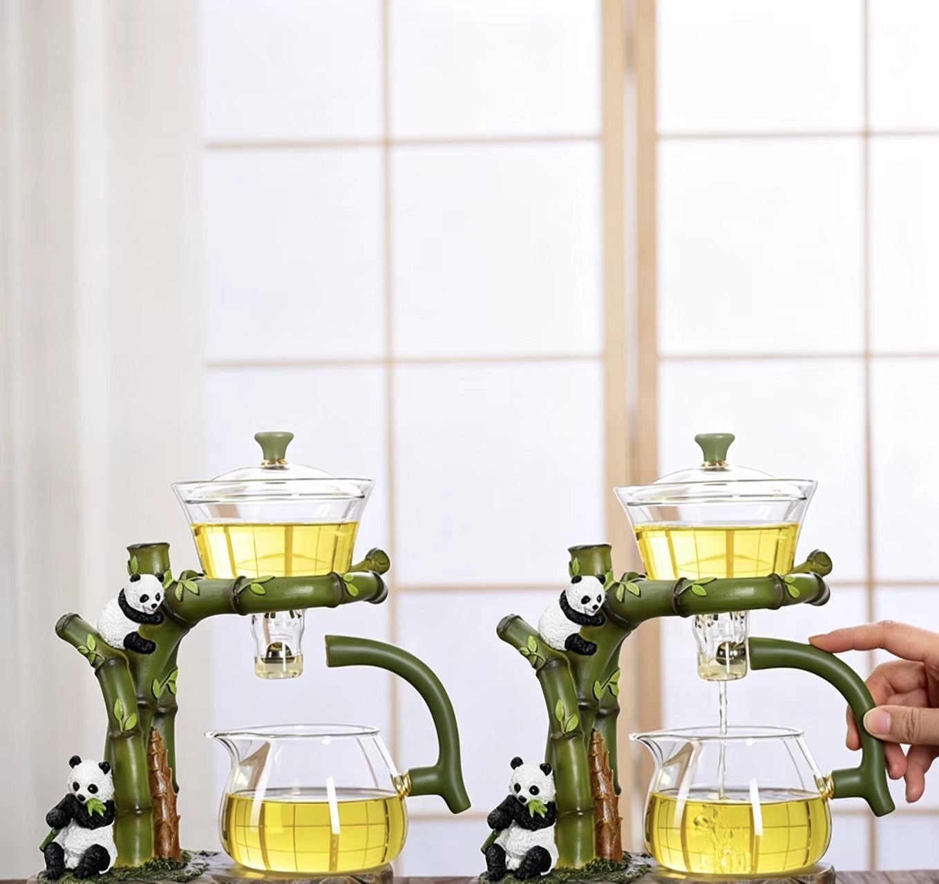 Best Automatic Glass Tea Set for Loose Leaf Tea | Panda Hua Bao 9-Piece - Image 6
