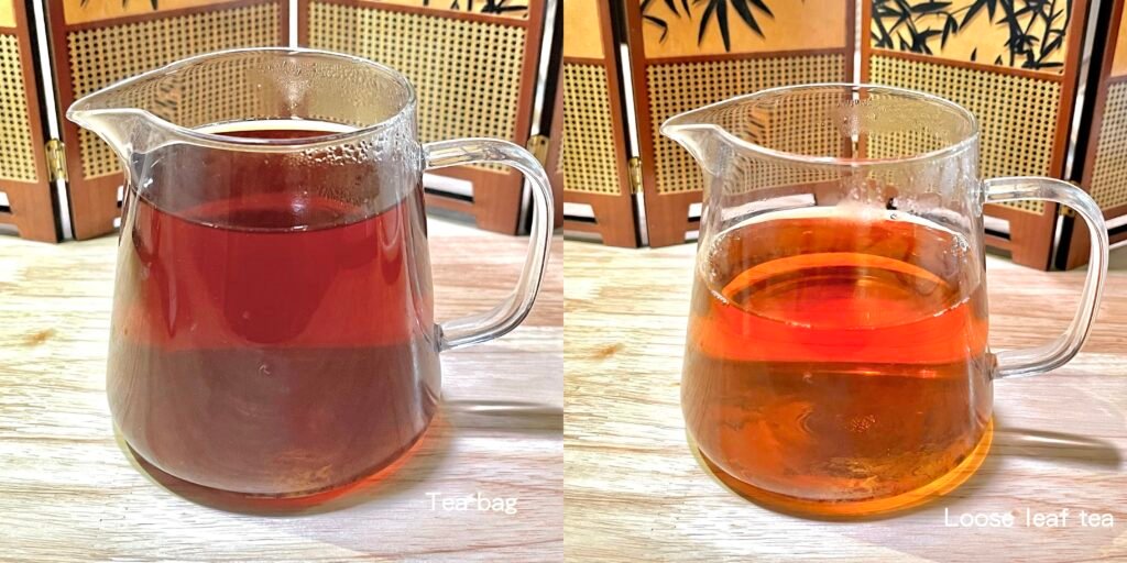 comparison of overbrewed bitter black tea and properly brewed loose leaf tea