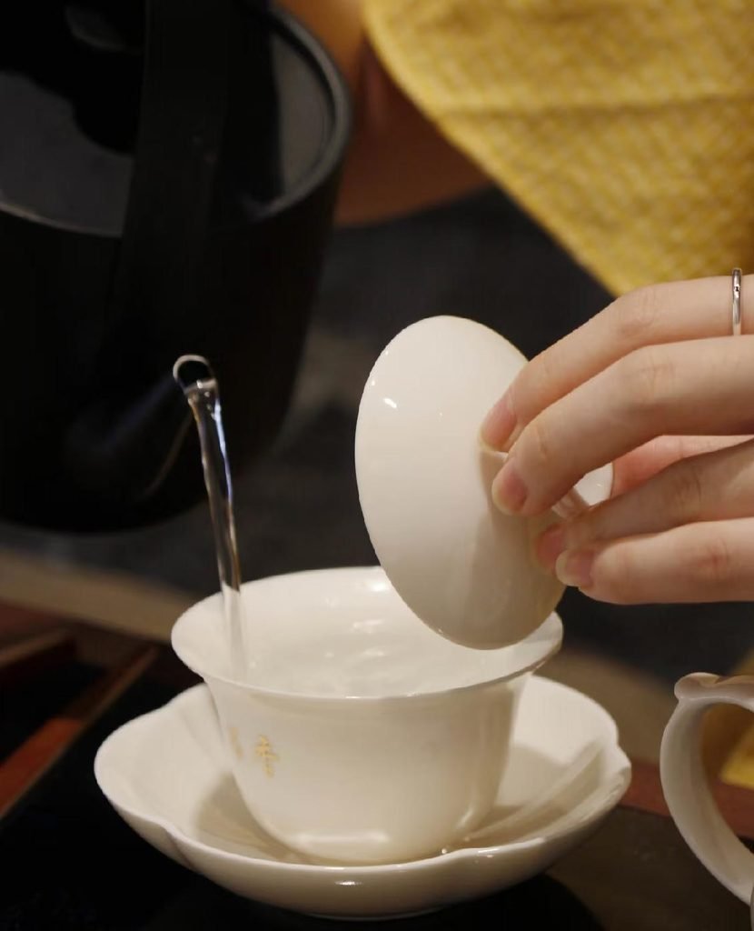 Wuyi Oolong Tea brewing session in gaiwan